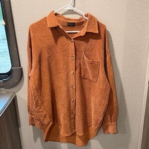 White Fox Boutique Women's Pink/Orange Button-Down Shirt